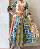 Bold Patchwork Ombre Long Dress