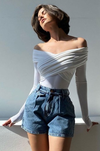 Crossover double shoulder long sleeve