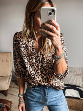 Leopard print chambray shirt