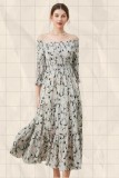 Ink Little Flower Long Dress