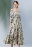 Ink Little Flower Long Dress