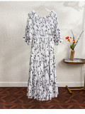 Ink Little Flower Long Dress