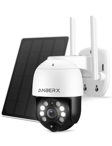 Solar Security Cameras Wireless Outdoor,ANBERX 2K 3MP Solar Camera with Wireless Security Camera System,PIR Motion Detection,2-Way Audio,Night Vision,IP66 Waterproof WiFi Camera for Home Security