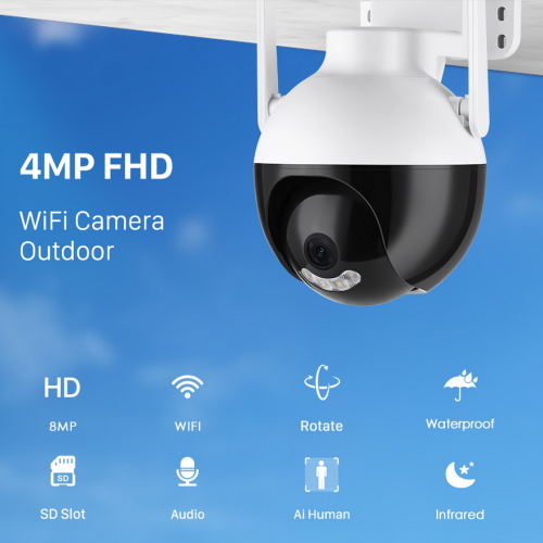 4K 8MP WiFi PTZ Camera 4MP Ai Human Detection Video Surveillance Outdoor Color IR Night Vision Cloud CCTV Home Security Camera