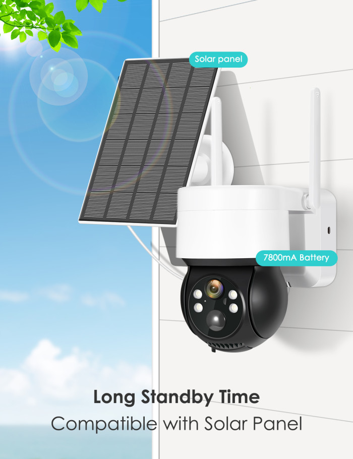 ANBERX Solar Camera Security Outdoor, 2K 3MP Solar Security Cameras Wireless Outdoor with PIR Motion Detection&2-Way Audio&IR Night Vision, IP66 Waterproof WiFi Cameras for Home Security(Black)