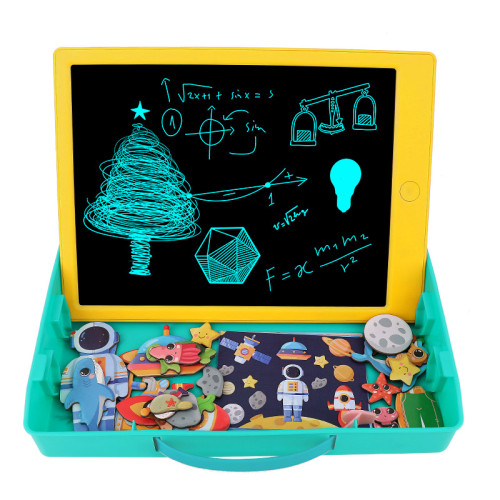 New Kids Xmas gift Magnetic Puzzle Set with LCD Writing Board 11 inch Drawing Board Graffiti Tablet for Travel Learning Game for Toddler, Learning Sensory Toys for Boys Girls 3 up Years Old Childrens intellectual toy