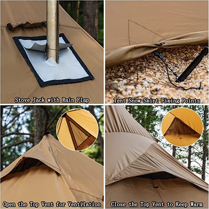 FireHiking LEVA Plus Camping Hot Tent 4-8 Person | Tipi Tent with Stove Jack for Bushcraft, Cooking and Heating