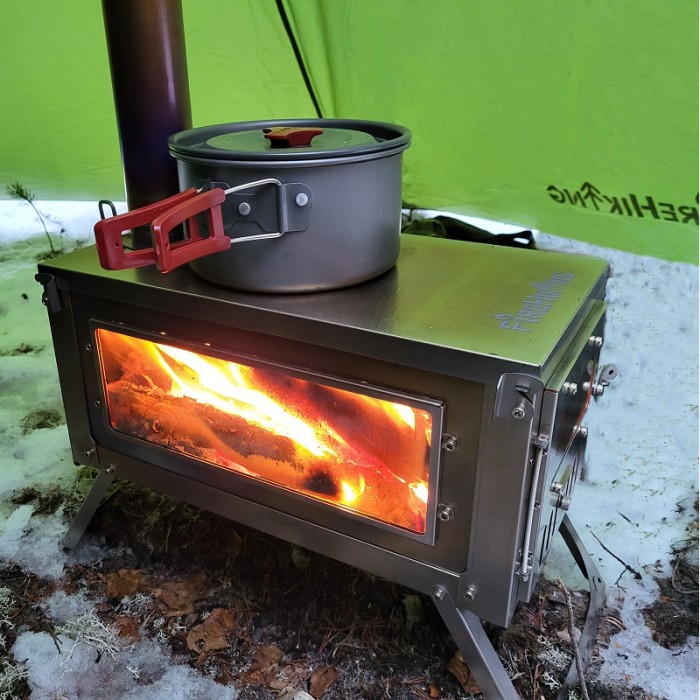 FireHiking Tent Stove, TOLA Camping Wood Stove Titanium Thickened Burning Heater Foldable Ultralight