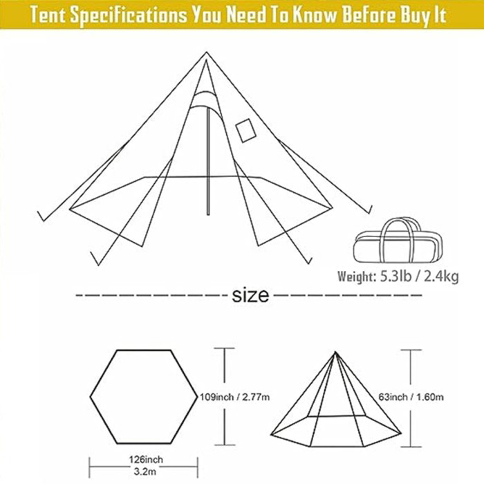 FireHiking LEVA Solo Tent With Wood Stove Jack | Ultra Light Hot Tent | Teepee Tent for 1 Person