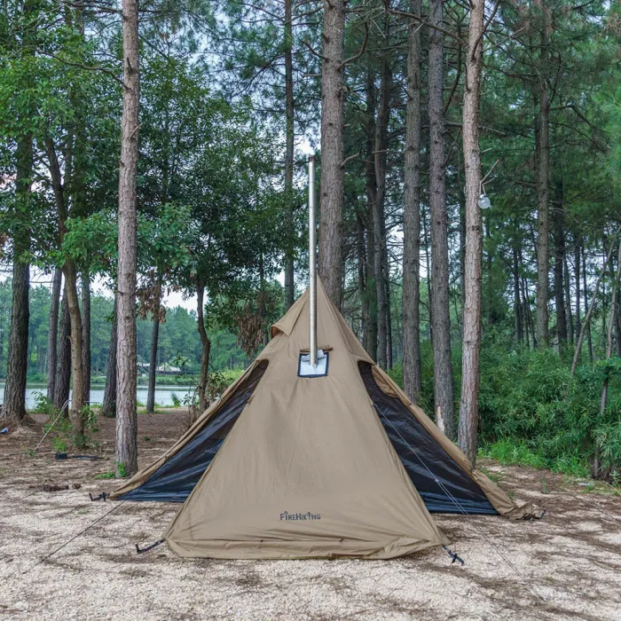 FireHiking LEVA Hot Tent 2-4 Persons Waterproof Teepee Tent with Stove Hole and Half Inner Mesh