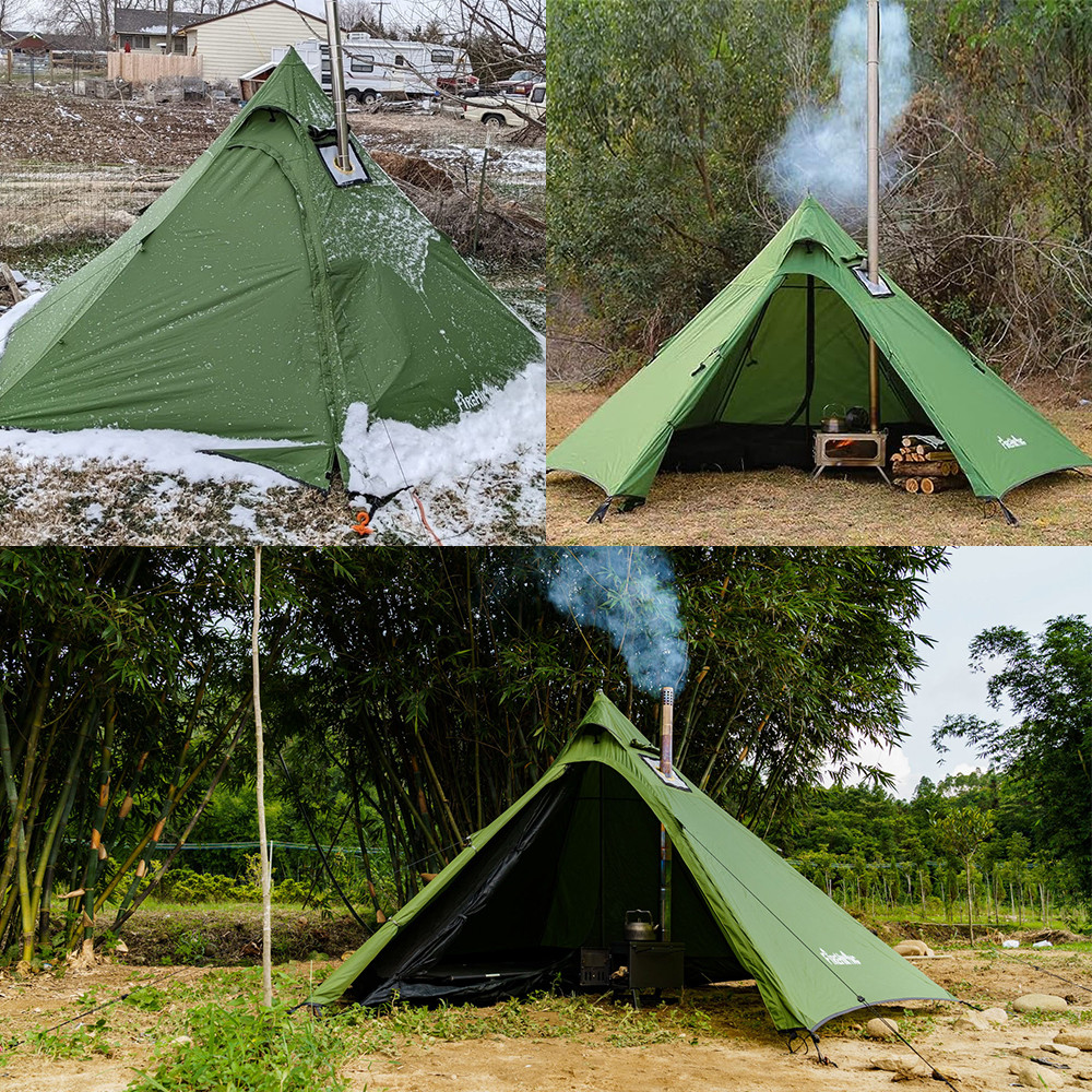 Solo Hot Tent with Wood Stove for Winter Camping