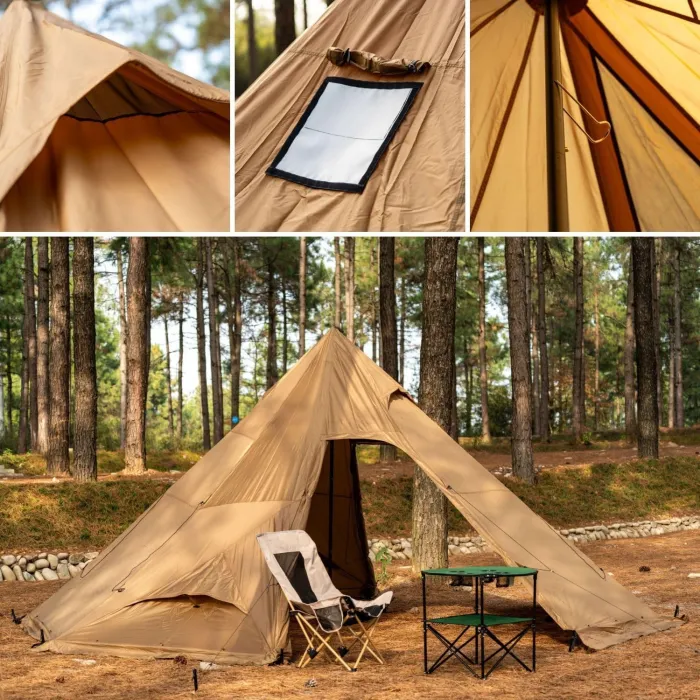 OneFires Hot Tent with Stove Jack 4-8 Person Large Teepee Tent for Family Camping