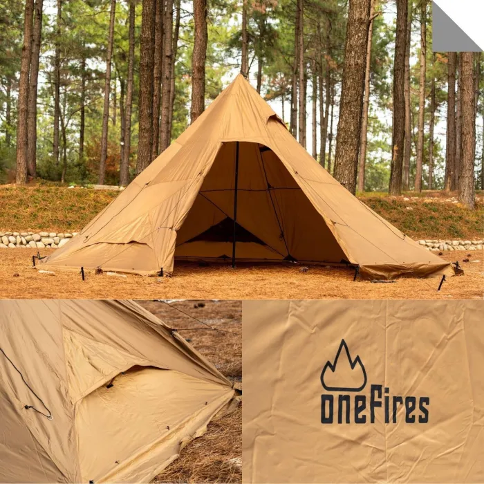 OneFires Hot Tent with Stove Jack 4-8 Person Large Teepee Tent for Family Camping