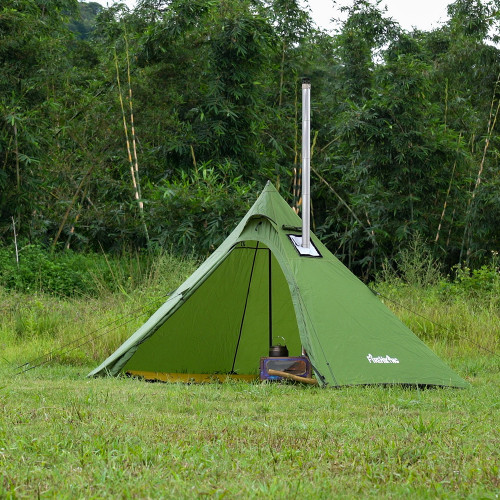【日本限定】FireHiking テント | LEVA Solo ワンポールテント, 1人用キャンプテント,軽量テント ソロ用テント,煙突ポート付きオールシーズンに対応