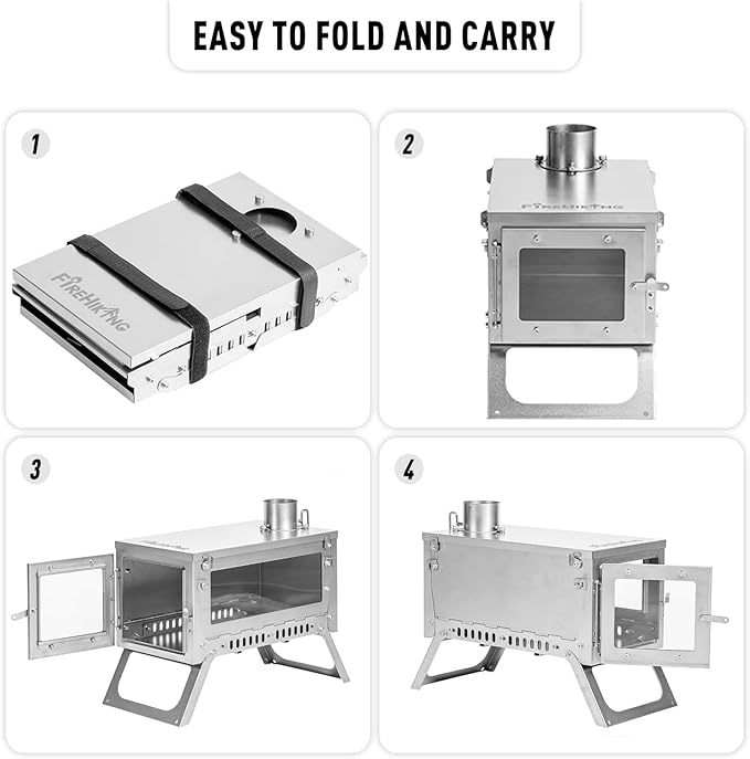 FireHiking LANK Mini Ultralight Tent Stove Thickened TA1 Titanium Camping Tent Stove Folding Portable Wood Burning Stove