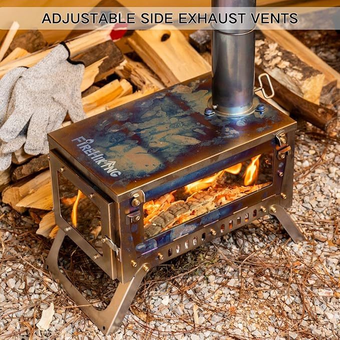 FireHiking LANK Mini Ultralight Tent Stove Thickened TA1 Titanium Camping Tent Stove Folding Portable Wood Burning Stove