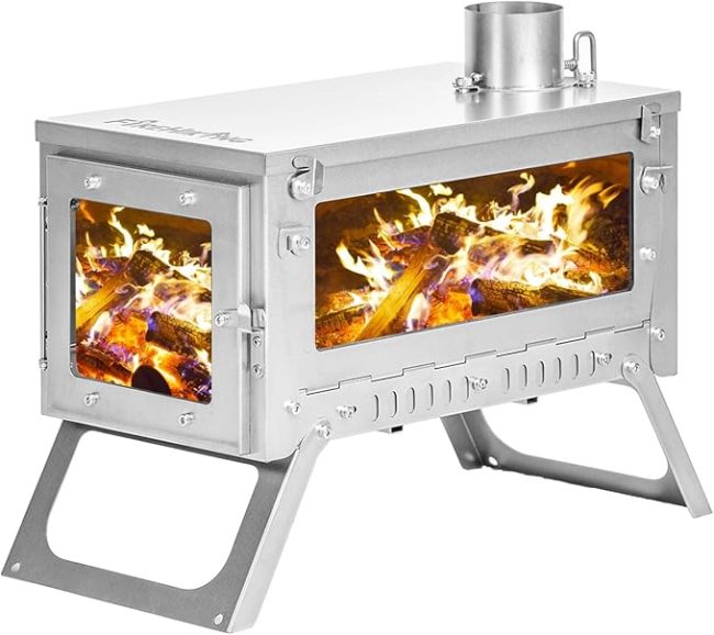 FireHiking LANK Mini Ultralight Tent Stove Thickened TA1 Titanium Camping Tent Stove Folding Portable Wood Burning Stove