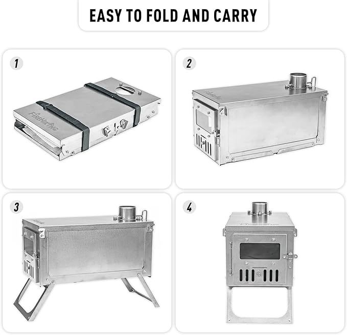 FireHiking Tent Stove | Slider Camping Wood Stove Titanium Thickened Burning Heater Foldable Ultralight