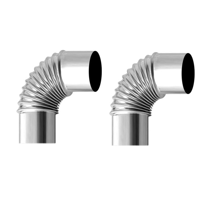 FIREHIKING 90/45 Degree Stove Pipe 2.36inch/6cm Stainless Steel Flue Extension Elbow Chimney for Outdoor Wood Stove (2 elbows)