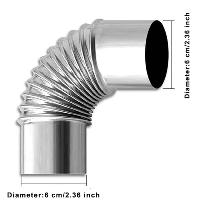 FIREHIKING 90/45 Degree Stove Pipe 2.36inch/6cm Stainless Steel Flue Extension Elbow Chimney for Outdoor Wood Stove (2 elbows)