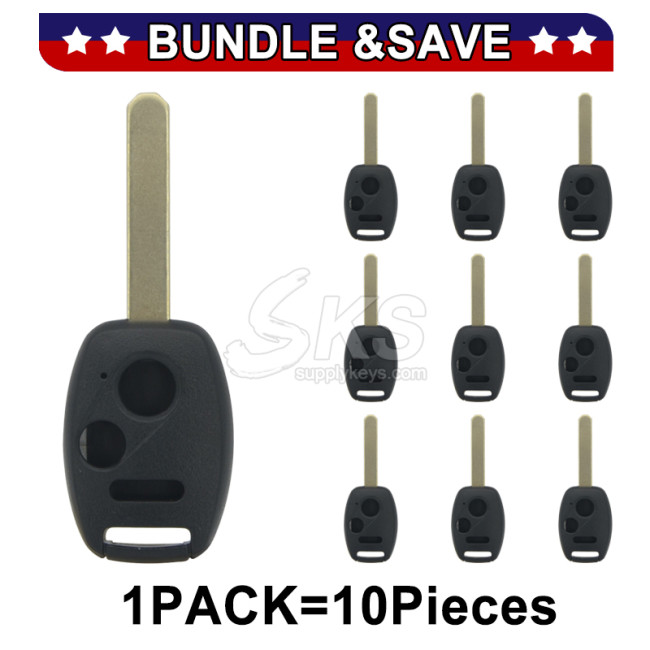 (Pack of 10) Remote head key shell 3 button for Honda Ridgeline CRV Fit Polit 2005-2010 (No chip holder)