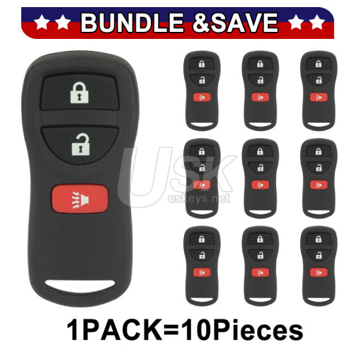 (Pack of 10) FCC KBRASTU15 Keyless Entry Remote Shell 3 button for Nissan Xterra Pathfinder Frontier 2002-2010