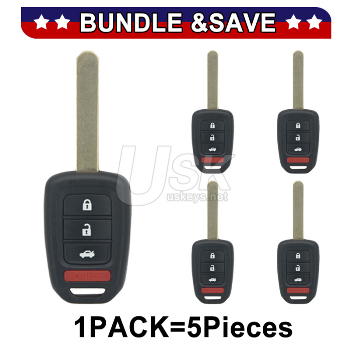 (Pack of 5) FCC MLBHLIK6-1T Remote head key 4 button 313.8Mhz for Honda Accord Civic CRV 2013-2015 P/N 35118-T2A-A20 (aftermarket board)