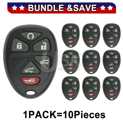 (Pack of 10) FCC OUC60270 / OUC60221 Keyless Entry Remote Shell 6 button for GMC Yukon Chevrolet Tahoe Suburban 2007-2013