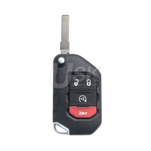 FCC OHT1130261 Flip key 4 button 433Mhz 4A chip for 2019 2020 Jeep Wrangler Gladiator P/N 68416784AA
