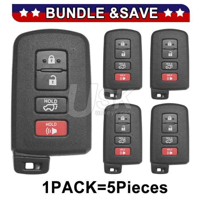 (Pack of 5) FCC HYQ14FBA Smart key 4 button 315Mhz 8A chip for Toyota Rav4 2013-2018 PN 89904-0R080 (G Board 281451-0020)