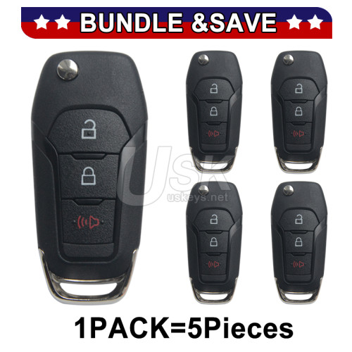 (Pack of 5) FCC N5F-A08TAA Flip key 3 button 315Mhz Hitag Pro-ID49 chip for 2015-2019 Ford Fusion Explorer F-150 250 350 450 550 P/N 164-R8130