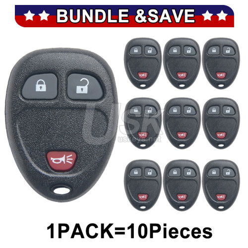 (Pack of 10) FCC KOBGT04A Keyless Entry Remote Shell 3 button for Buick Enclave Chevrolet Equinox Tahoe GMC Yukon 2007-2015 PN 15913420
