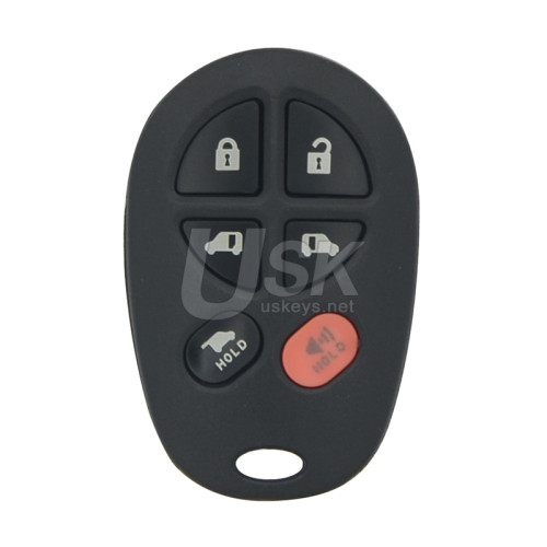 FCC GQ43VT20T Keyless Entry Remote Shell 6 button for Toyota Sienna 2005-2009 PN 89742-AE050