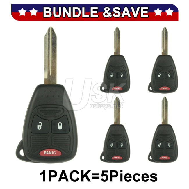 (Pack of 5) FCC KOBDT04A Remote head key 4 button 315Mhz for Chrysler 300 Dodge Durango Charger Jeep Grand Cherokee 2005-2009 PN 56038757AE