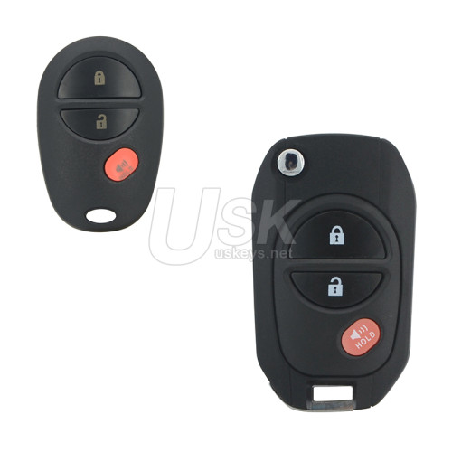 Modified flip key shell 3 button TOY43 blade for Toyota Sequoia