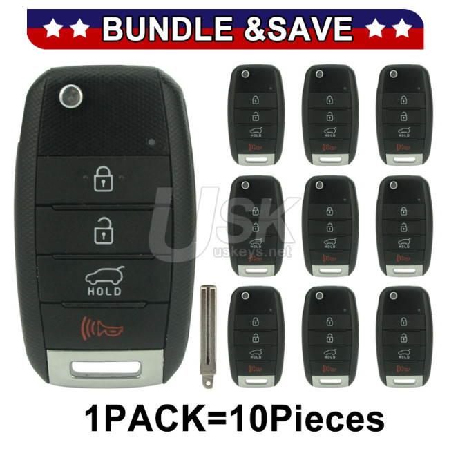 (Pack of 10) FCC NYODD4TX1306 Flip key shell 4 button KHY37 for 2014-2016 Kia Sportage P/N 95430-3W350