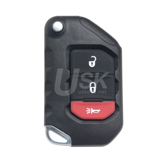 Jeep Wrangler Gladiator 2018-2021 FCC OHT1130261 Aftermarket Keyless / Proximity Smart Flip Key 3 Button PN 68416782AA