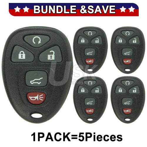 (Pack of 5) FCC KOBGT04A Keyless Entry Remote 5 button 315Mhz for Pontiac G5 G6 Chevrolet Malibu Saturn Aura 2007