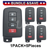 (Pack of 5) FCC HYQ14FBA Smart key 4 button 315Mhz 8A chip for 2012-2018 Toyota Avalon Camry Corolla P/N 89904-06140 (board 281451-0020)
