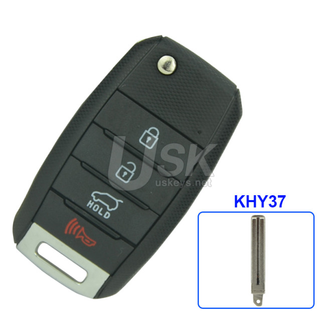 FCC NYODD4TX1306 Flip key shell 4 button KHY37 for 2014-2016 Kia Sportage P/N 95430-3W350
