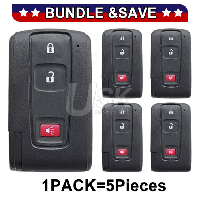 (Pack of 5) Toyota Prius 2004-2009  (Non Prox System) FCC MOZB21TG Aftermarket Smart Key 3 Button PN 89071-47080