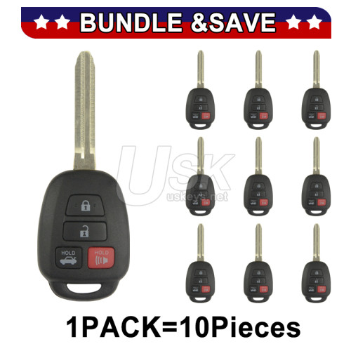 (Pack of 10) FCC HYQ12BDM Remote head key shell 4 button TOY43 for Toyota Camry Corolla