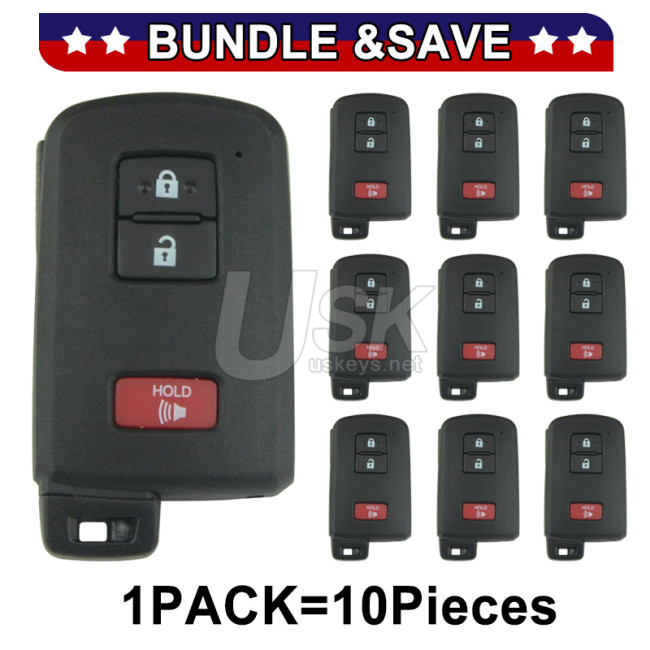(Pack of 10) FCC HYQ14FBA smart key shell 3 button for Toyota Prius C 2012-2015