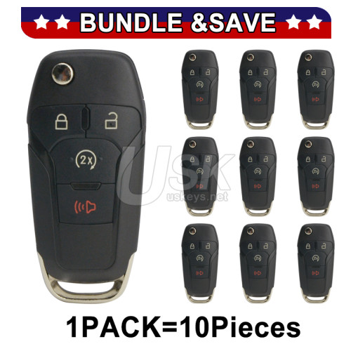 (Pack of 10) FCC N5F-A08TDA flip key shell 4 button for Ford F-Series truck F-150