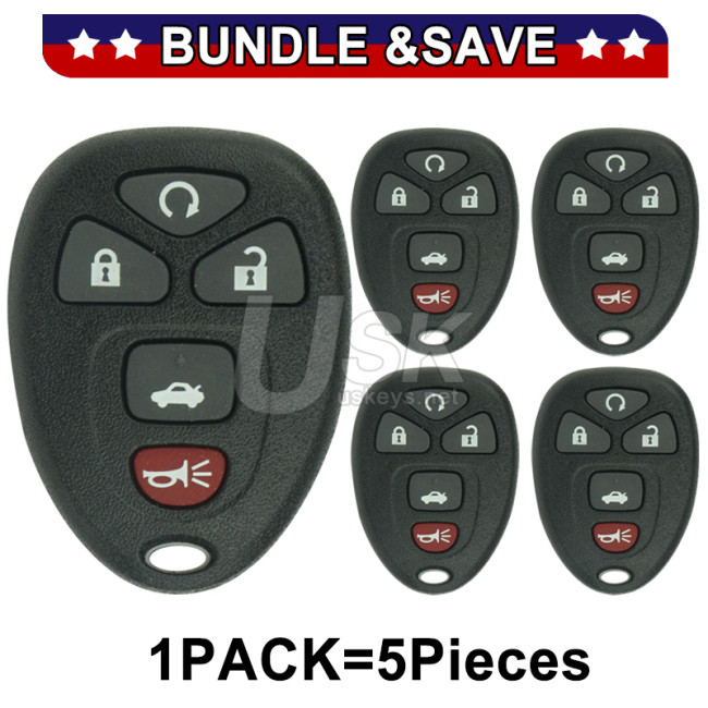 (Pack of 5) FCC OUC60270 / OUC60221 Keyless Entry Remote 315Mhz 5 button for GM Buick Cadillac Chevrolet 2006-2013 PN 15912860