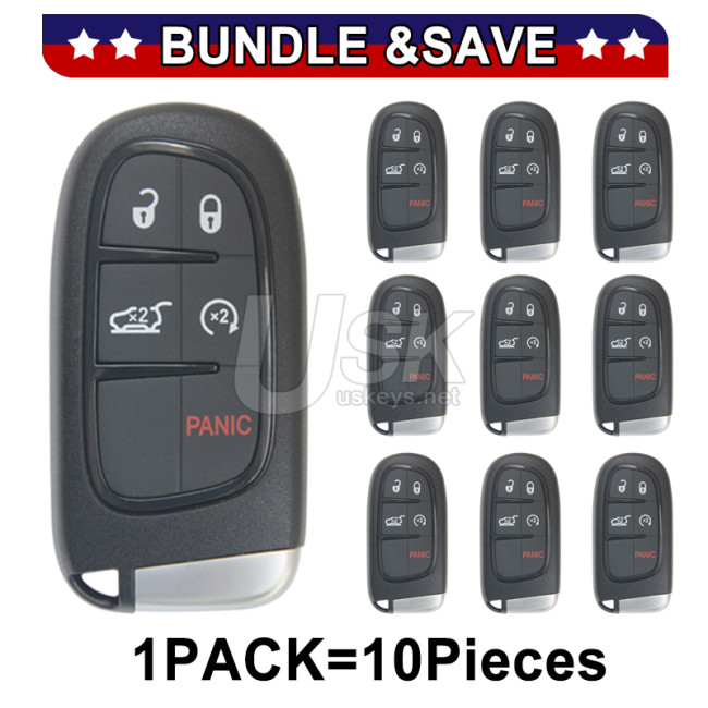 (Pack of 10) FCC GQ4-54T smart key shell 5 button for Jeep Cherokee 2014-2017