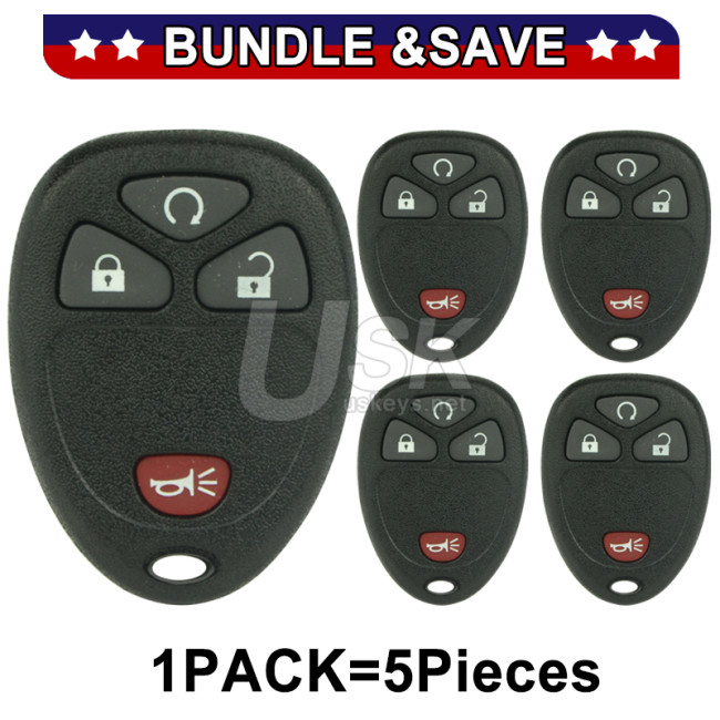 (Pack of 5) FCC OUC60270 / OUC60221 Keyless Entry Remote 315Mhz ASK 4 button for GM Buick Chevrolet GMC 2007-2013 PN 15913421 20952474