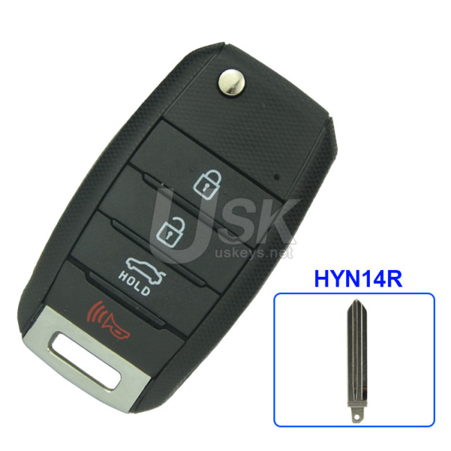 FCC NYODD4TX1306 Flip key shell 4 button HYN14R for 2014 2015 Kia Optima P/N 95430-2T560