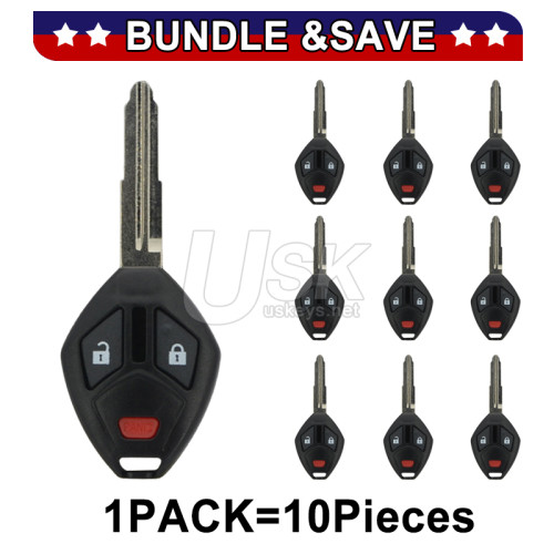 (Pack of 10) Remote head key shell 3 button MIT11 for Mitsubishi Lancer Outlander