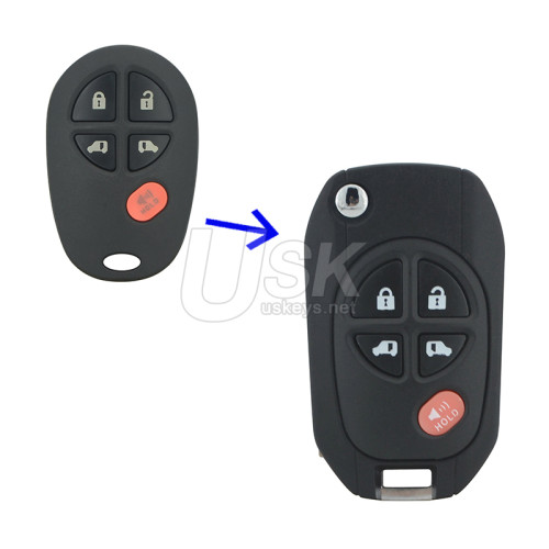 Modified flip key shell 5 button TOY43 blade for Toyota Sequoia